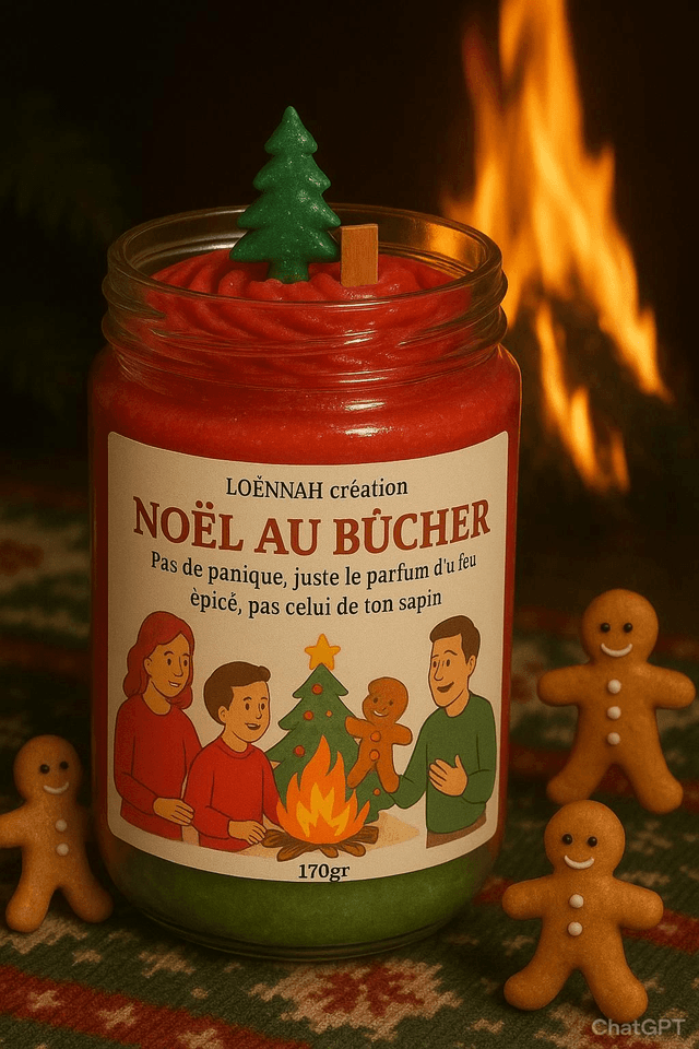 Bougie Noël au bûcher 